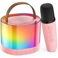 thumbnail image 1 of FanFun Karaoke Máquina con Micrófonos Inalámbricos para Adultos y Niños, Mini Altavoz de Karaoke con Luces Rgb, Compatible con Entrada Tf/aux/4 Voz Mágica Divertida, D23P, 1 of 7