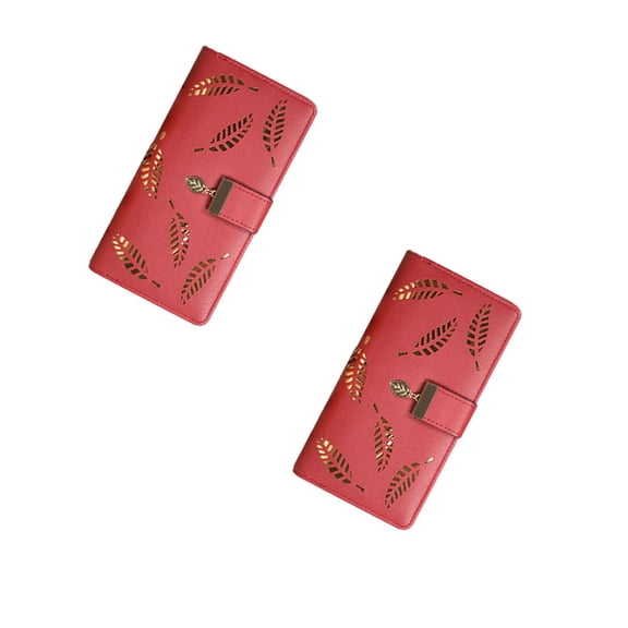 Clearance Equipment package under $7,Women's Long Bifold Wallet Leather Card Holder Purse Zipper Buckle Elegant Clutch Wallet Handbag For Women 2PC