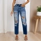 thumbnail image 2 of Vaqueros bootcut elásticos para mujer - Pantalones vaqueros acampanados para vacaciones y outfits informales, 2 of 6