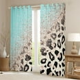 thumbnail image 2 of Castle Fairy Teens Gradient Cheetah Print Black Out Curtains,Blue Brown Ombre Curtains Pack of 2 (42x63 Each),Abstract Bling Glitter Bedroom Curtains,Super Cozy Room Decor, 2 of 6