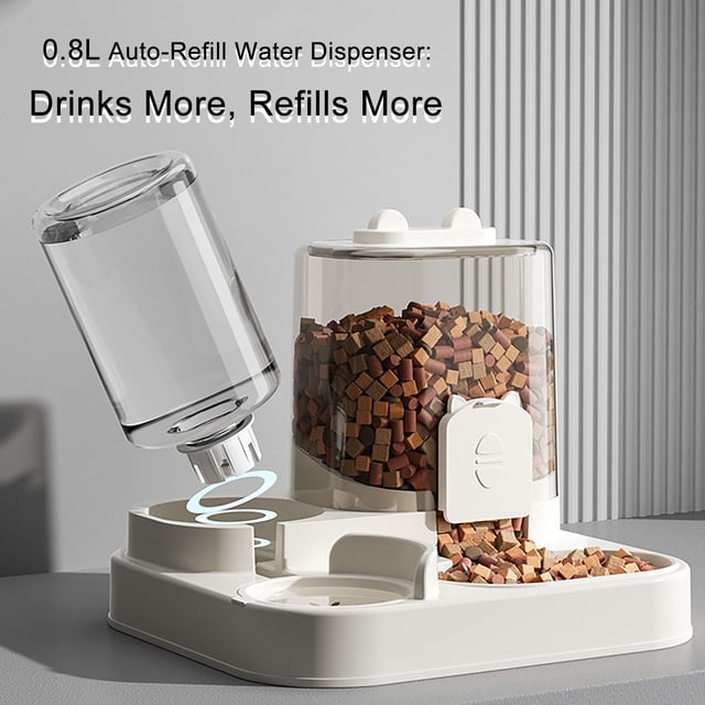 Automatic Cat Feeder With Built In Drinking Bowl | 1.8L For Indoor With Removable Kibble Bowl For Small And Medium Breeds
