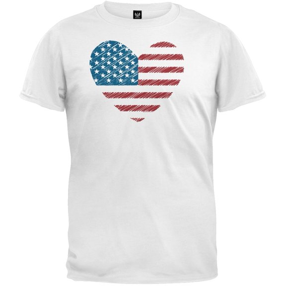 Scribble American Flag Heart T-Shirt - X-Large