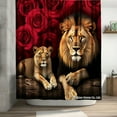 thumbnail image 2 of Joocar Lion And Lioness With Red Roses Polyester Shower Curtain For Home Bathroom Bath Tub Decoration 72x72 Inch, 2 of 5