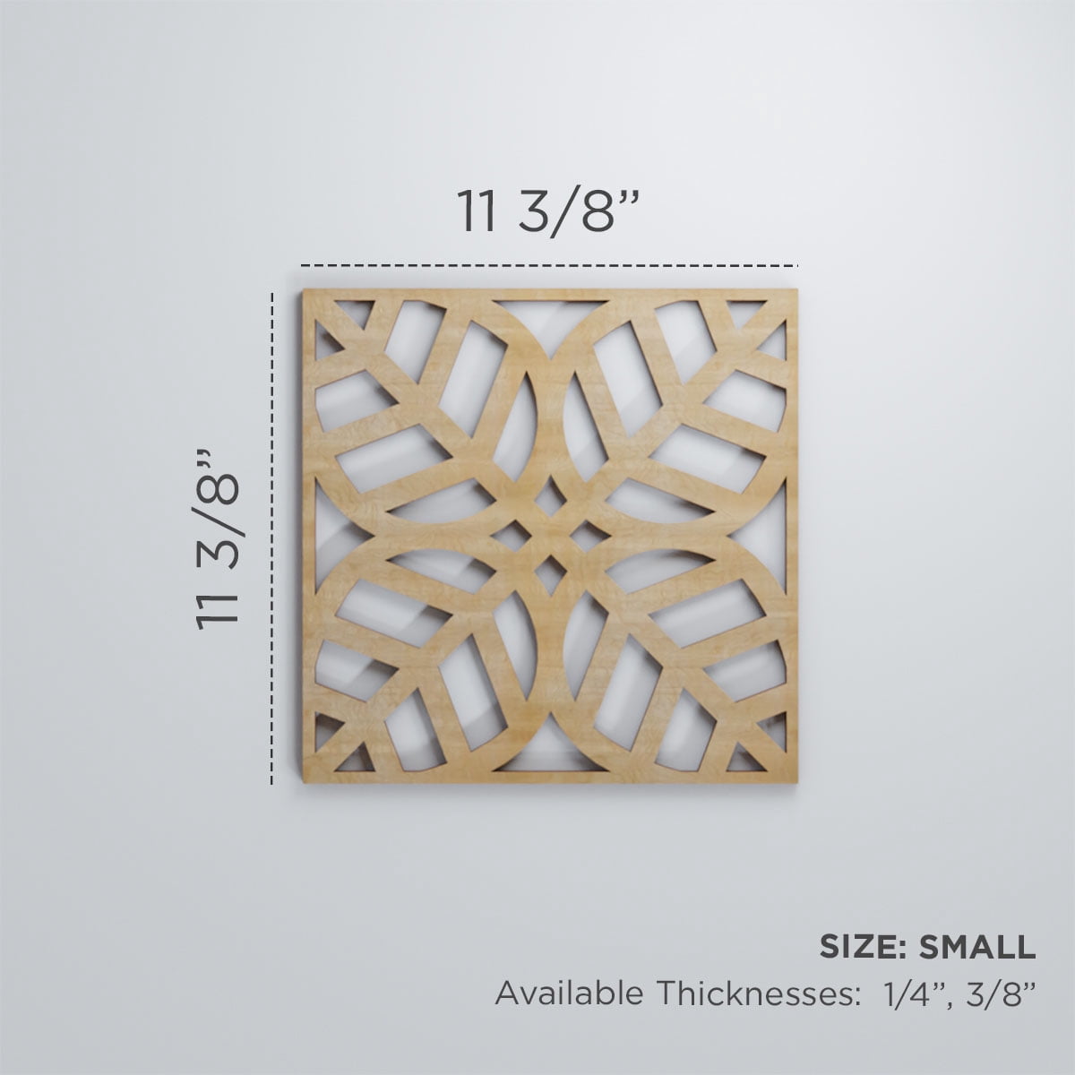 Ekena Millwork 11 3/8"W x 11 3/8"H x 3/8"T Small Garland Decorative Fretwork Wood Wall Panels, Alder
