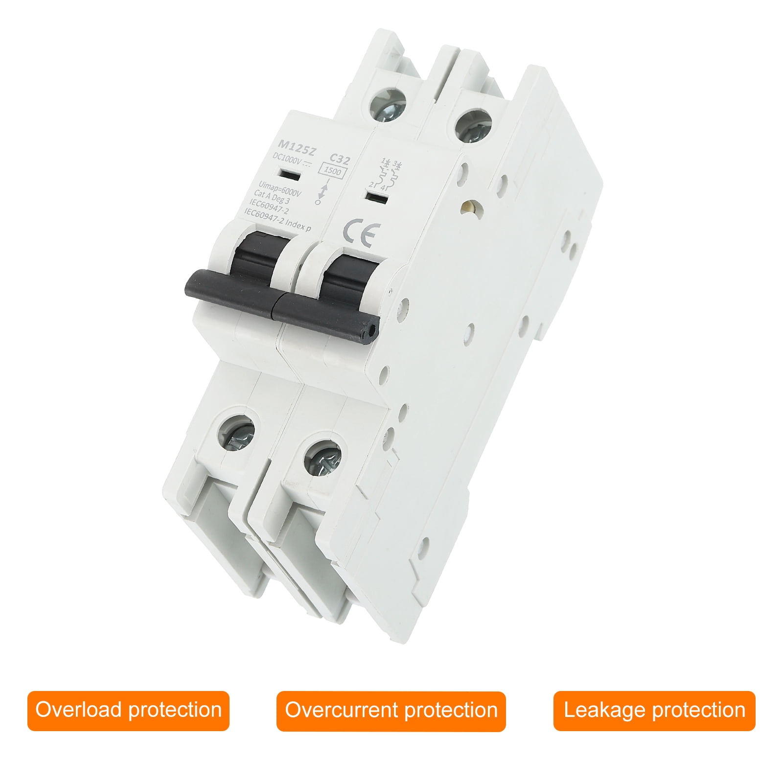 1 Pcs DC Miniature Circuit Breaker 2P 32A 1000V Isolator M125Z DIN Rail Mount Disconnect Switch Circuit Breaker Protection Thermal Magnetic Trip