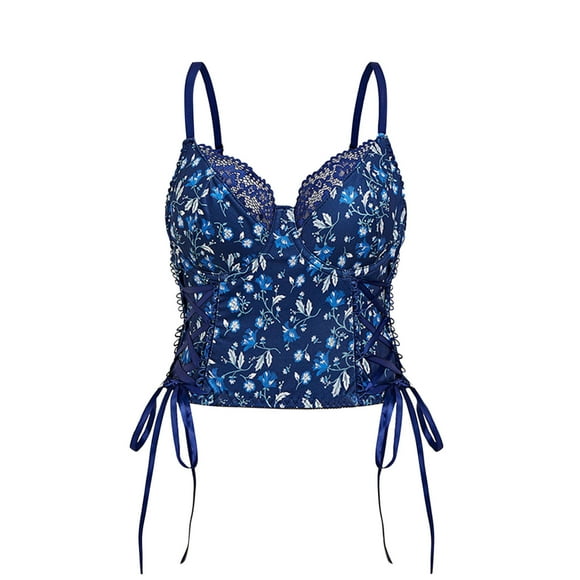 Jamicy Women's Corset Tops Valentine's Day Gift Corset Tops Lace Floral Printed Belted Bustier Bodice Waist Body Strapless Shaper Shapewear