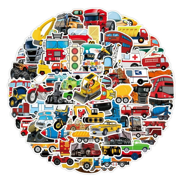 Paquete de pegatinas para coches de juguete para niños, 100 unidades, con un diseño llamativo