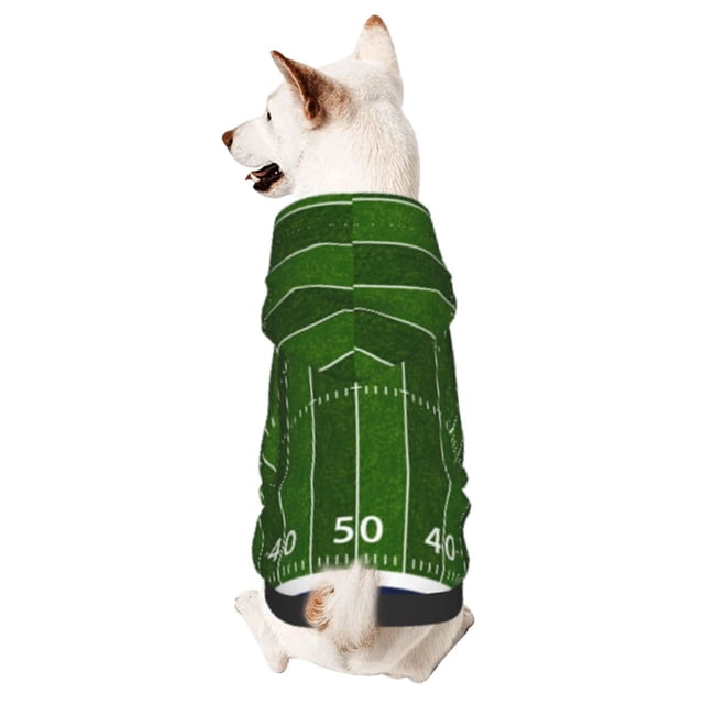 Fotbe American Football Field Sudadera con Estampado para Perros Pequeños – Suéter con Capucha para Mascotas, Tela Suave de Forro Polar con Bolsillo-XX-Large