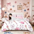 thumbnail image 3 of Meiyoeat Sport Baseball Duvet Cover King, Cartoon Bow Print King Bedding, Pink White,Pink Reversible,3 Pieces,No Comforter, 3 of 6