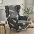 thumbnail image 4 of Wing Back Chair Covers with Arms Piece Slipcovers for Armchair Washable Stretch Print Pattern Wingback Chair Cover Furniture Protector Geometry, 4 of 7