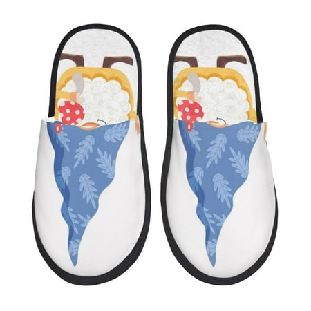 Balery Autumn Funny Gnomes Slient Indoor Furry Fleece Comfort House Shoes Soft Non-Slip Home Shoes Cotton slippers House Slippers-- Large