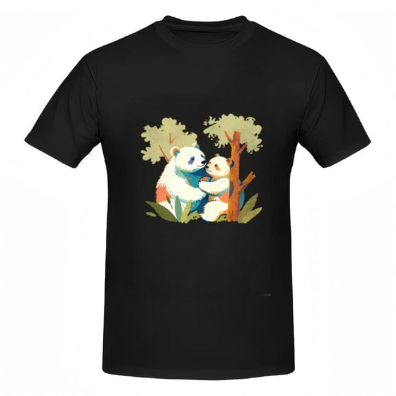Signetis Unisex Panda Love Graphic Tee, Black, Short Sleeve