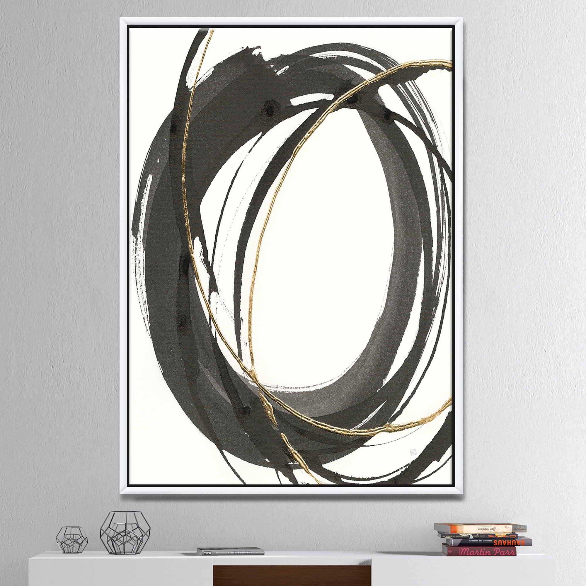 Designart ' Gold Glamour Circle IV ' Posh & Luxe Framed Canvas