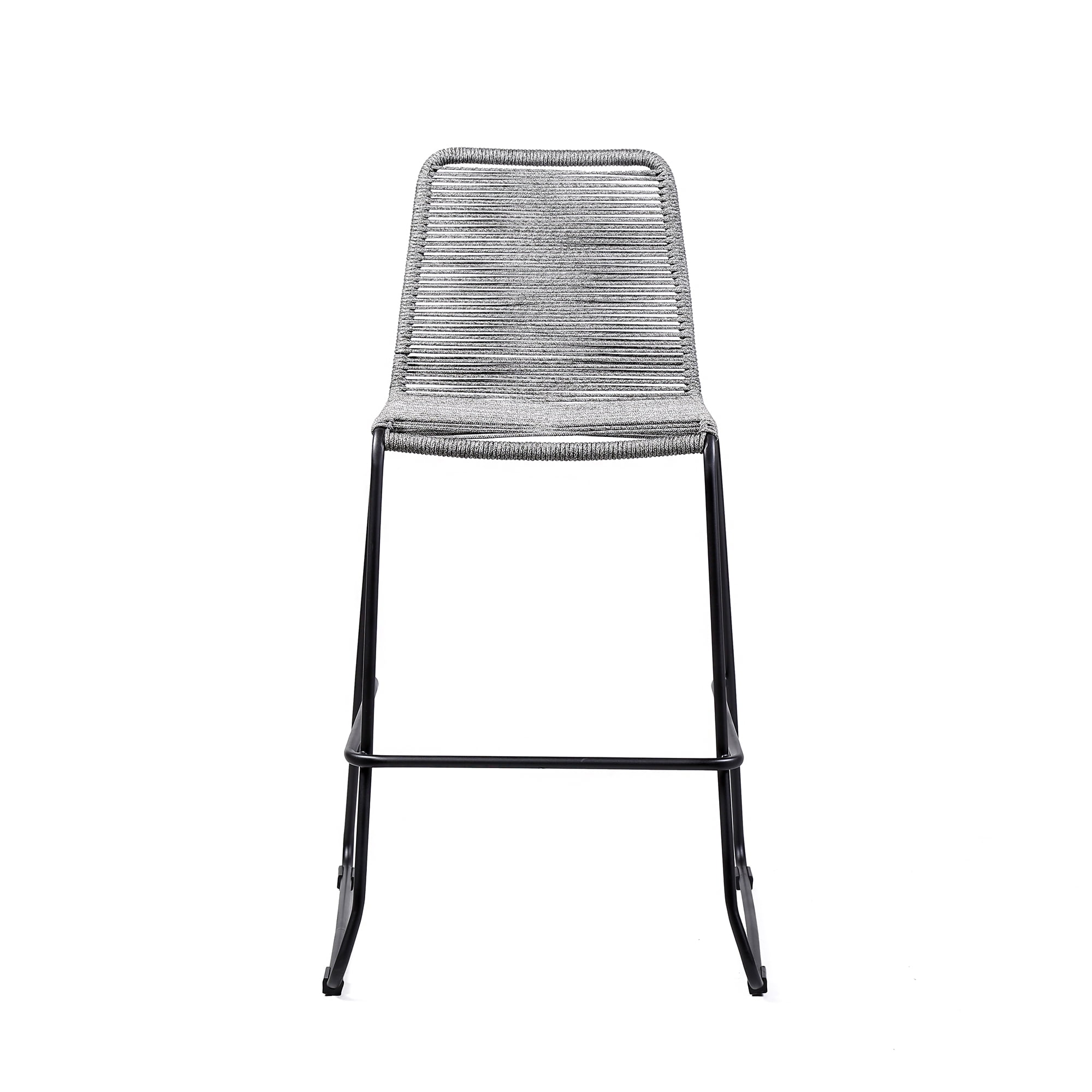 Shasta 30" Outdoor Metal and Gray Rope Stackable Barstool - Set of 6