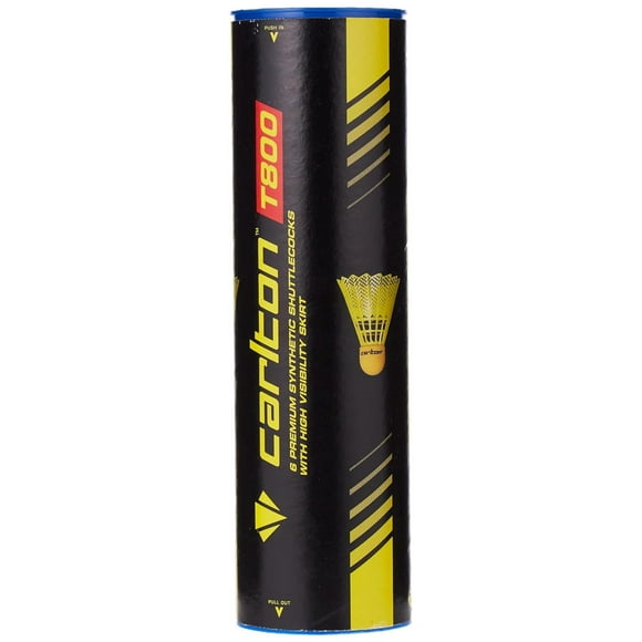 Carlton T- 800 Volant de Badminton en Nylon à Vitesse Moyenne avec Base Synthétique Jaune, Lot de 6
