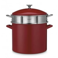 Cuisinart 20 Quart Stockpot with Steamer Insert and Cover, Red