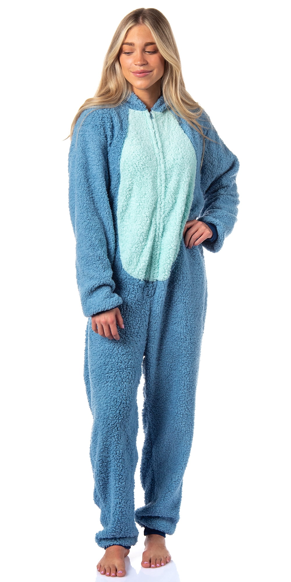 Disney Lilo And Stitch Adult Unisex Stitch Costume Sherpa Fleece One Piece Pajama Union Suit