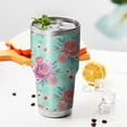thumbnail image 4 of 30oz Pioneer Flower Floral Print Pattern Tumbler, Double Wall Vacuum Insulated Cup, BPA-Free Leak Proof Lid & Reusable Straws, Hot 12h, Cold 34h, 4 of 6