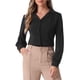 thumbnail image 1 of Camisa de trabajo vintage de mujer con cuello, de manga larga y botones, color negro, 1 of 6