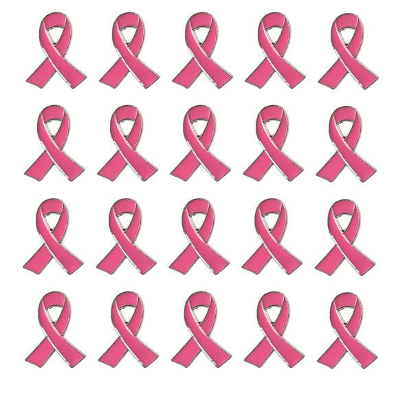 20PCS Cancer Awareness Brooch Lapel Pins Pink Ribbon Lapel Pins Pink Love Ribbon Brooch Prevention Micro Badge Clothing Backpack Accessories