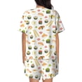 thumbnail image 3 of Naloa Sushi and Rolls Women's Short-Sleeved Pajama Set, Loungewear, Summer pajamas, Breathable Cozy - Medium, 3 of 9