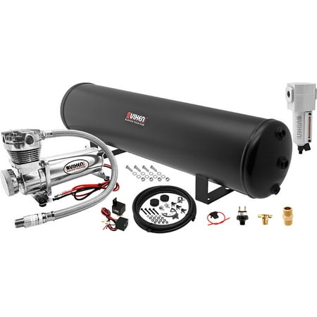 200 Psi Water - Vixen Air 5 Gallon (18 Liter) Steel Tank with 200 PSI Chrome Compressor and Water Trap Onboard System/Kit for Suspension/Train Horn 12V VXO4852CF
