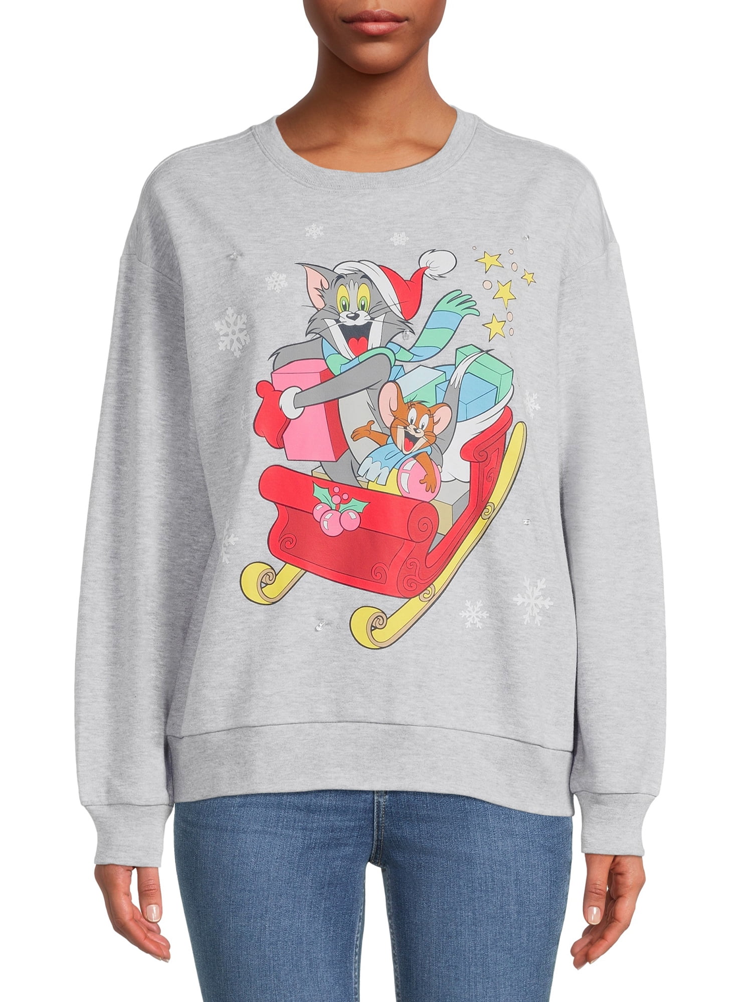 Tom & Jerry Tom and Jerry Women's Light-Up Christmas Pullover