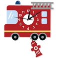 thumbnail image 1 of Relojes de pared para niños, decoración de pared con motivos 3D, sala de estar de dibujos animados, reloj silencioso, sala de estar decorada para niños (camión de bomberos) JFHHH pequeña, 1 of 5