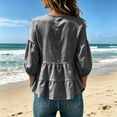 thumbnail image 6 of ClodeEU Women's V Neck Puff 3/4 Sleeve Tiered Ruffle Peplum Blouse,Loose Solid Babydoll Casual Top Gray,Women's Plus XXL, 6 of 6
