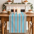 thumbnail image 1 of Table Runners 120 Inches Long Dress Scarves, Blue Brown Striped Farmhouse Coffee/Dining/Kitchen Table Decor Table Runner for Living Room, Modern Farmhouse Vertical Stripes 13x120 Inch, 1 of 3