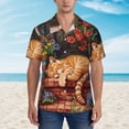 thumbnail image 2 of Yiaed Sleeping Cat Flowers Print Hawaiian Shirt for Men Short Sleeve Button Down Shirts Beach Shirts for Men,XX-Large, 2 of 7