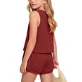 thumbnail image 6 of Lumosvexa Girls Outfit Sets 2 Piece Sleeveless Tank Tops and Elastic Waist Shorts Kids Summer Daily Comfort Clothes Wine Size 10, 6 of 8