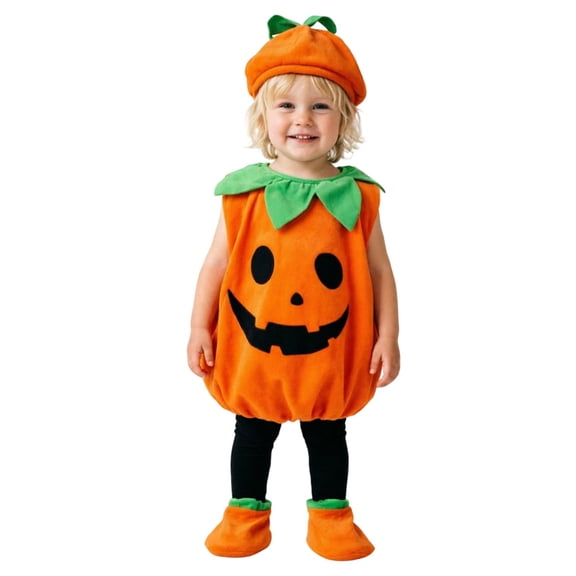 LIIPEE Kids Halloween Costumes Boys Girls Unisex Glow In The Dark Pumpkin Fancy Dress Up Clothes 3 Piece,6-7 Years