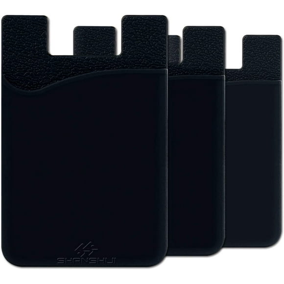 SHANSHUI 3pcs Noir Carte de Crédit ID Titulaire de la Carte pour LG, Piexl, HTC, BLU, Sony, Motorola, Étui pour Smartphone Huawei