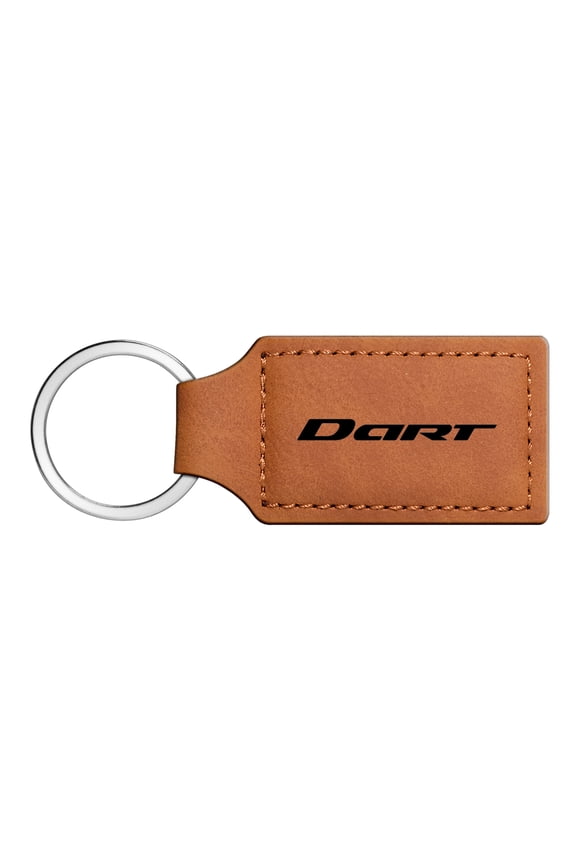 Dodge Dart Rectangular Brown Leather Key Chain
