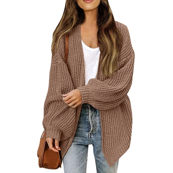 Oversized Cardigan Sweaters for Women Long Sleeve Chunky Knit Fall Sweater Outwear with Pockets