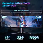 Deco Gear 49 Curved Gaming Monitor, 5120x1440 144Hz OLED Monitor, 32:9 Ultrawide Monitor, QD-OLED 0.03ms HDR400 True Black, 100% sRGB, HDMI 2.1, 90W USB-C, KVM, Built-in Speakers