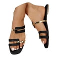thumbnail image 3 of IUJSOY Slippers for Women Square Open Toe Sandals Slip on Slides Shoes Summer Beach Casual Flats, 3 of 5