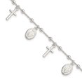 thumbnail image 3 of 925 Sterling Silver Polished with 1inch Extender Cross and Miraculous Medal Bracelet, 3 of 3