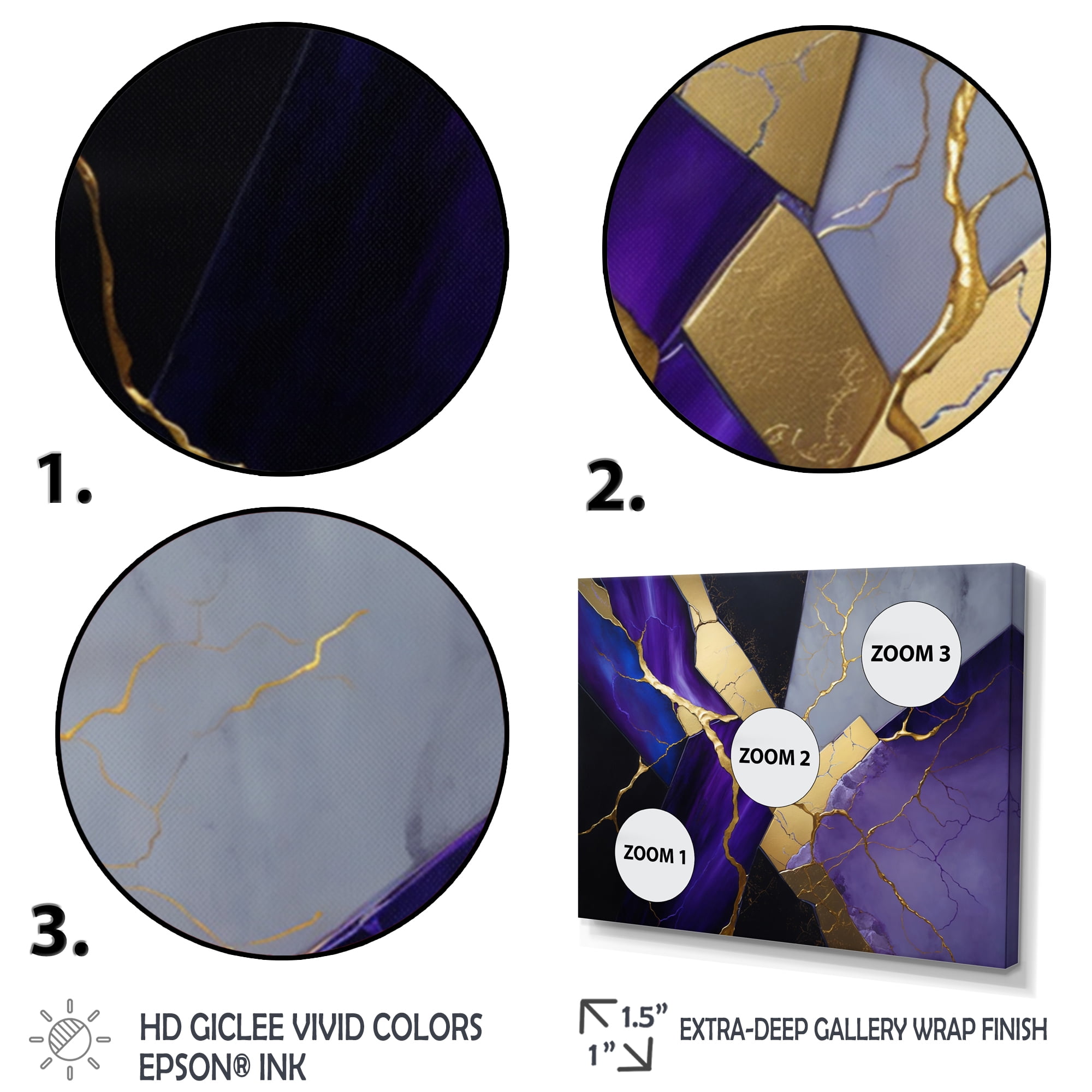 Designart Abstract Geode Purple II Canvas Wall Art