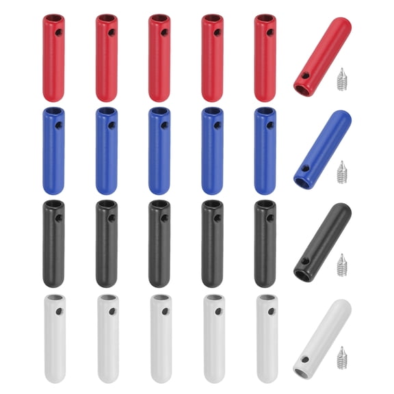 Uxcell 24Pcs Puntas de Cordones con Tornillo Aleación 0.98" Tapas de Punta 4 Colores