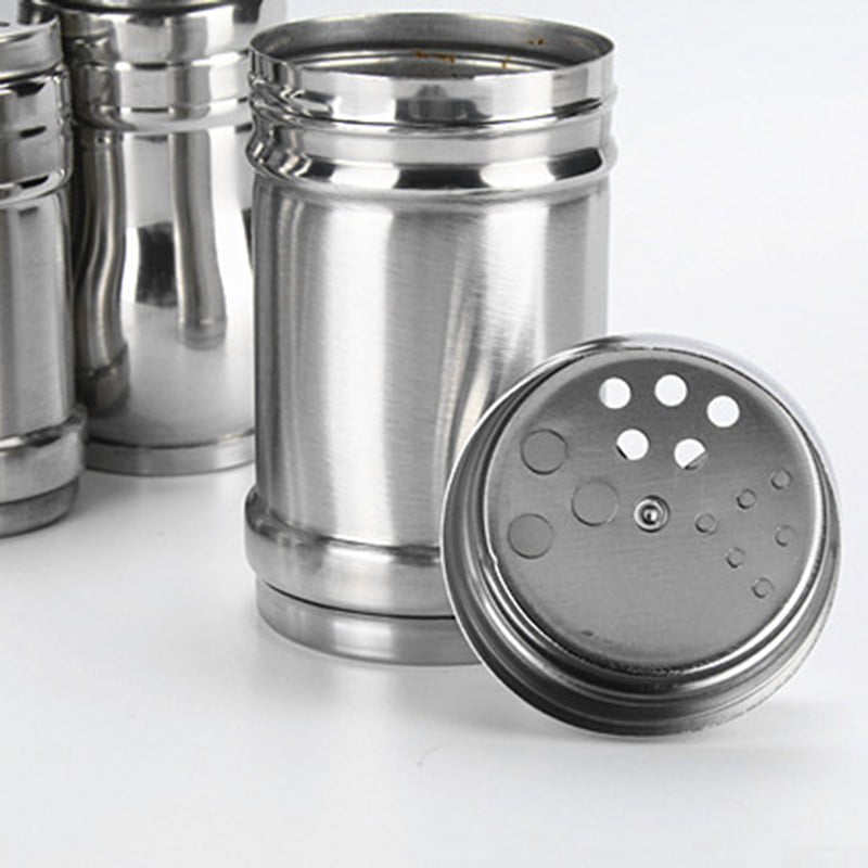 Stainless Steel Seasoning Spice Shaker Bottle Jar BBQ Salt Pepper Condiment Box