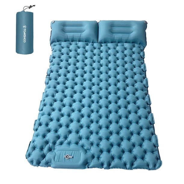 Hinchable ma ttress Irfora Colchoneta para acampar para 2 personas TOMSHOO con almohada de aire, colchón de aire portátil, almohadilla para dormir para mochilero impermeable Irfora Hinchable ma ttress