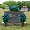 thumbnail image 5 of Sympathy Silks Artificial Cemetery Flowers Blue Rose Buds Two Bouquets & Saddle, 5 of 7