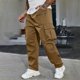 thumbnail image 5 of Pantalones largos para hombre, primavera y verano, color liso, bolsillos, color liso, cordón ajustable, ropa de trabajo, pantalones deportivos e informales, pantalones de poliéster para hombre., 5 of 9