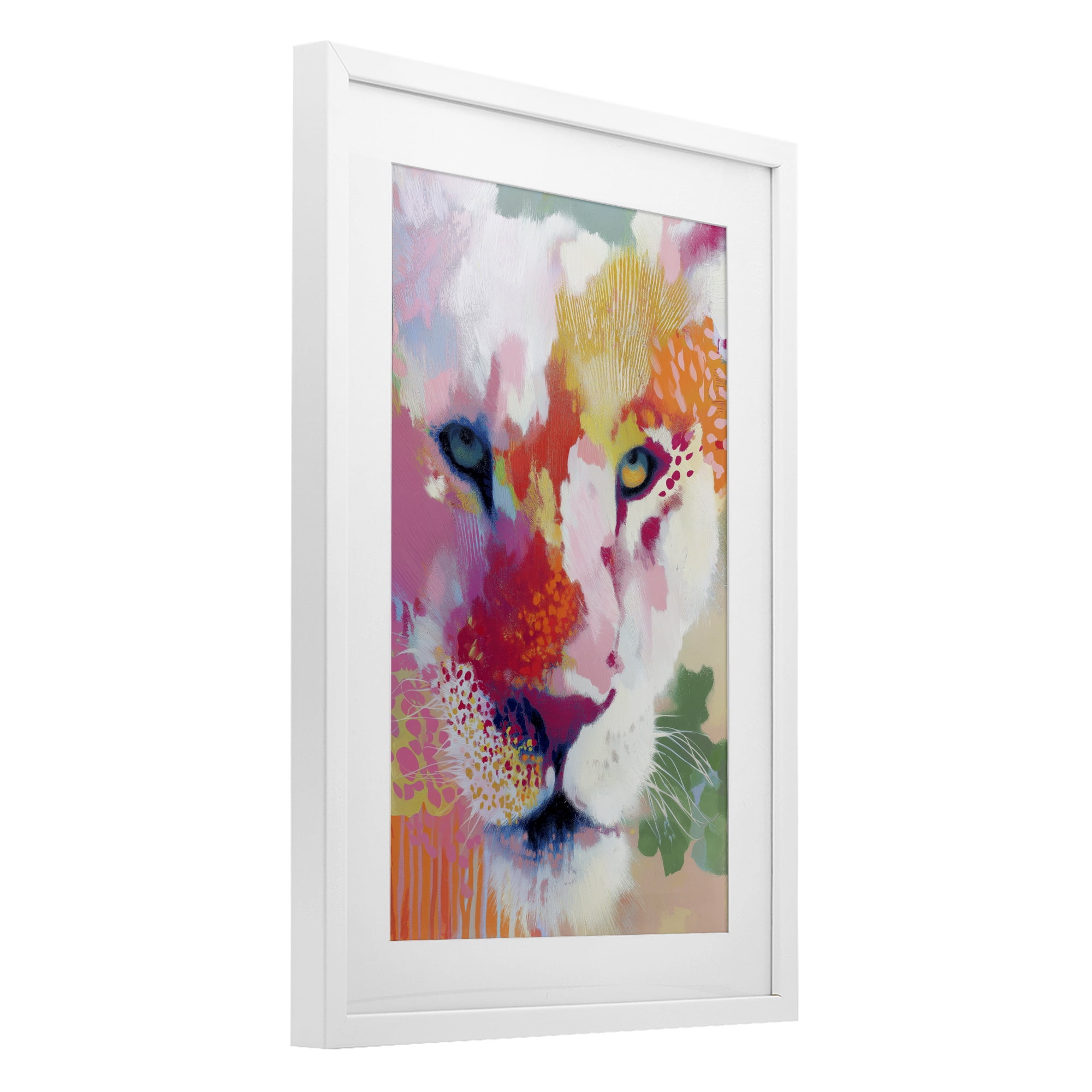 Stupell Industries Lion Eyes with Intense Gaze White Framed Print Under Glass, design by Chromatic Storm Studio