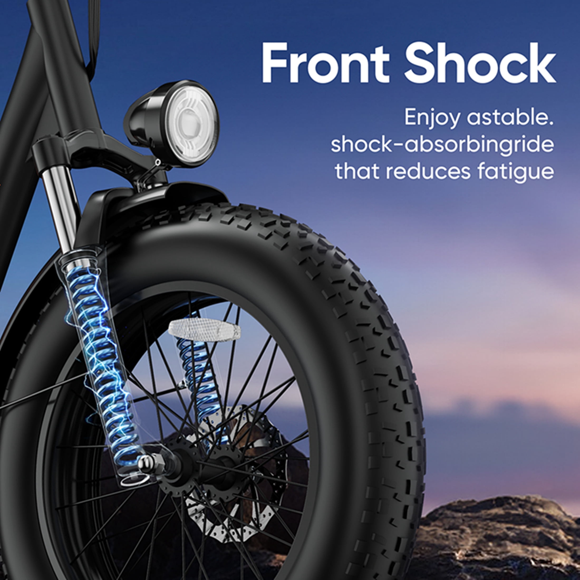URLIFE 4.0 Fat Tire Ebike,20" Electric Bicycles for Adult,1500W Peak Motor,48V 15.6AH Remobavle Battery,7-Speed Mountain Ebike,UL2849-Black
