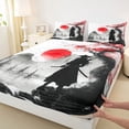 thumbnail image 3 of Castle Fairy Teenagers Japanese Samurai Queen Sheet Sets,Black Red Bed Set, 3 of 7