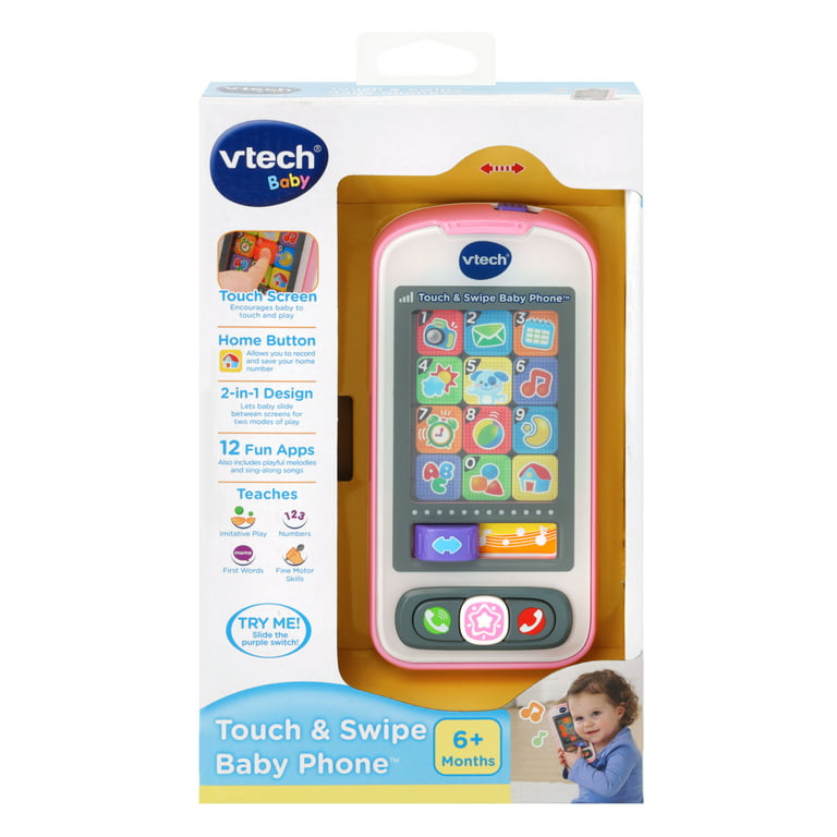 VTech Touch and Swipe Baby Phone With 12 Pretend Apps, Pink 