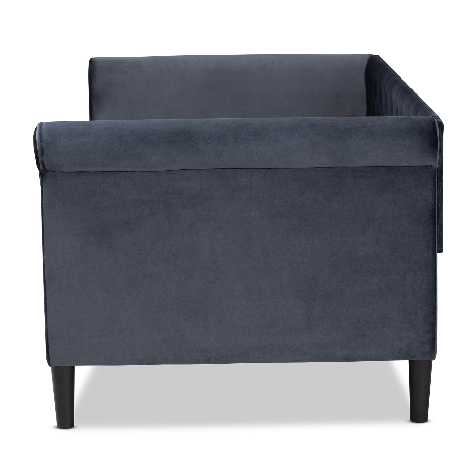 Baxton Studio Cora Modern and Contemporary Grey Velvet Fabric Upholstered and Dark Brown Finished Wood, Full Size Daybed